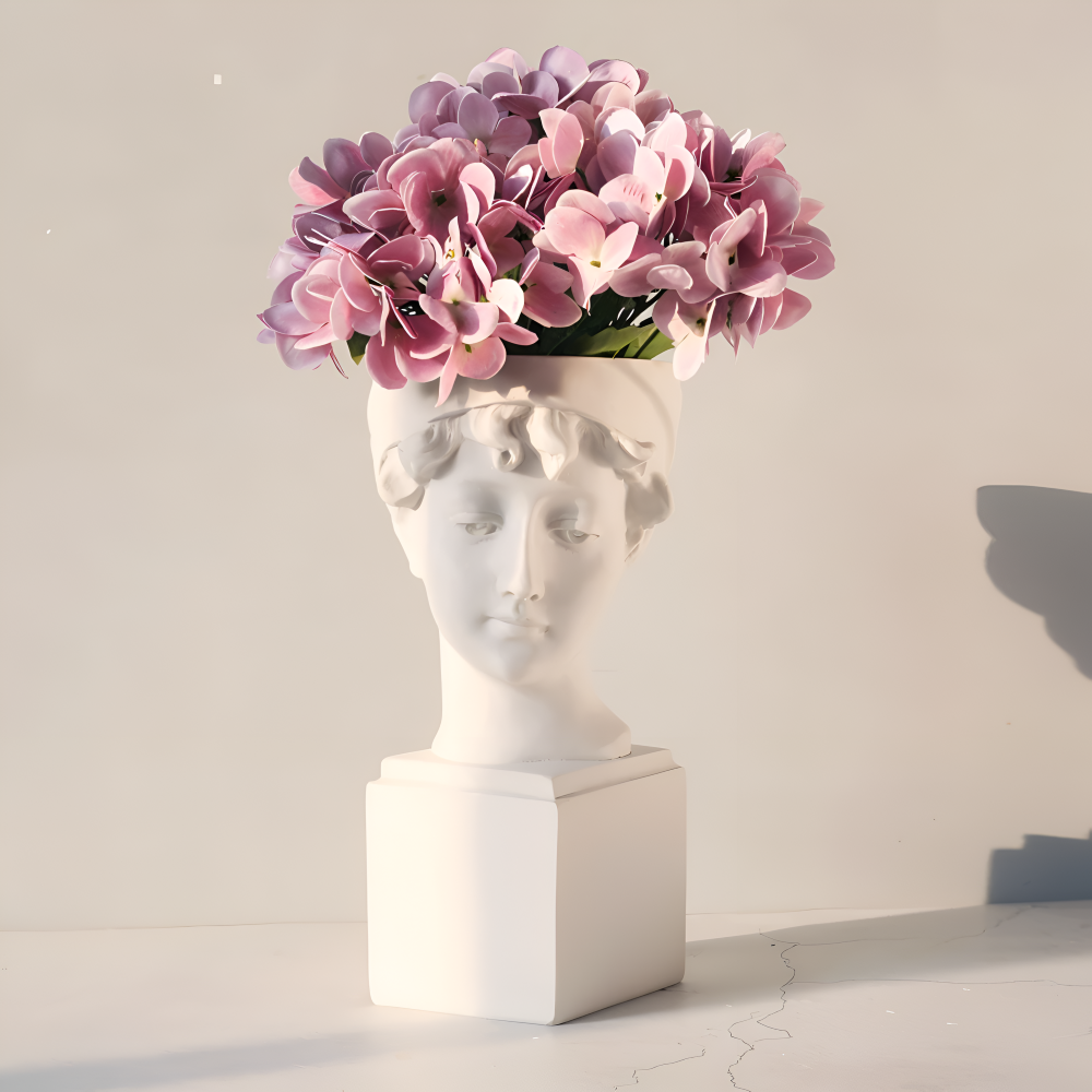 Mythisk Blomkruka - Grekiskt Huvud Kruka - Ansikte Blomkruka - Grekisk Huvud Staty