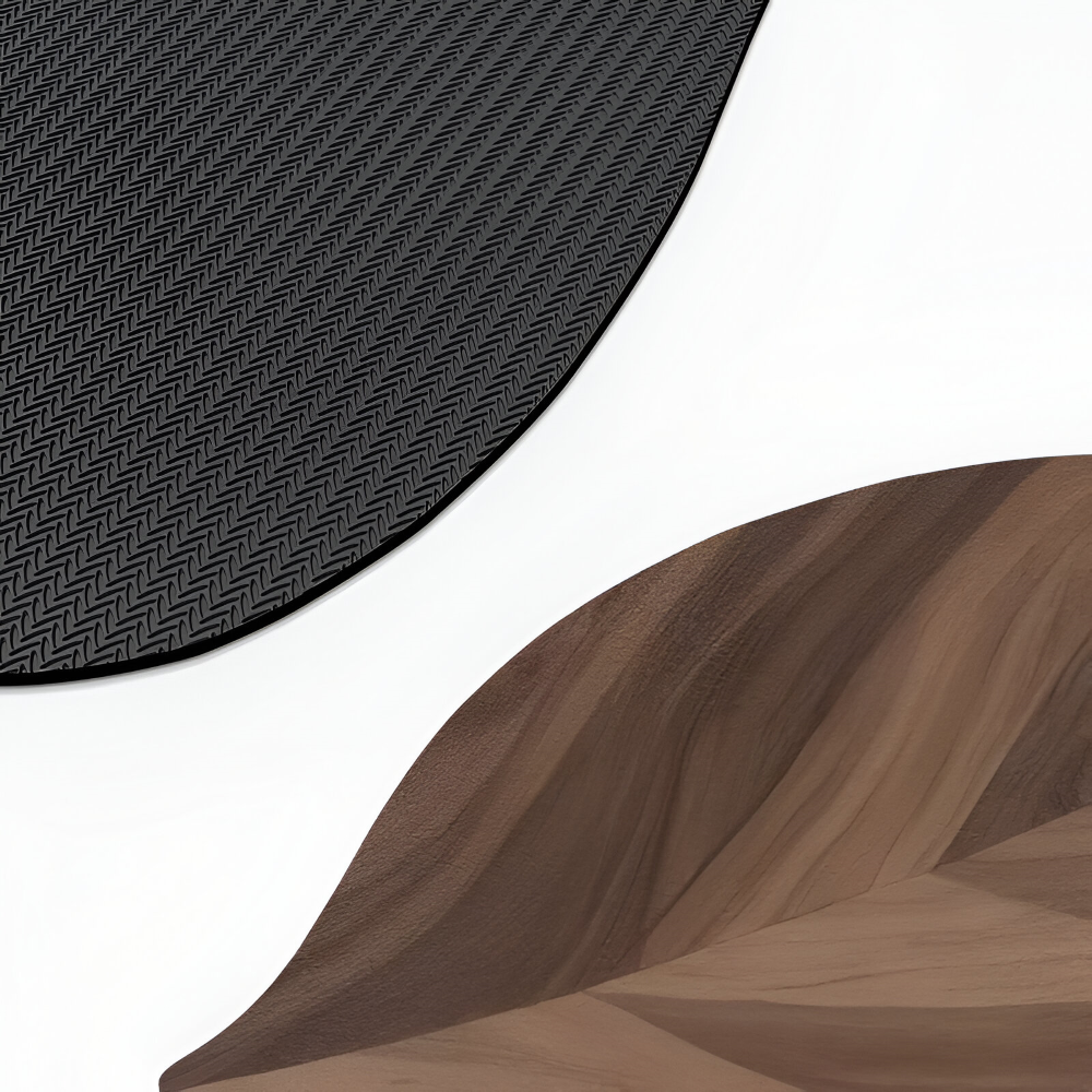 Badrumsmatta i Naturfärgat Lövverk - Vattenabsorberande och halkfri för duschar och handfat, oval, 2100 g/m²