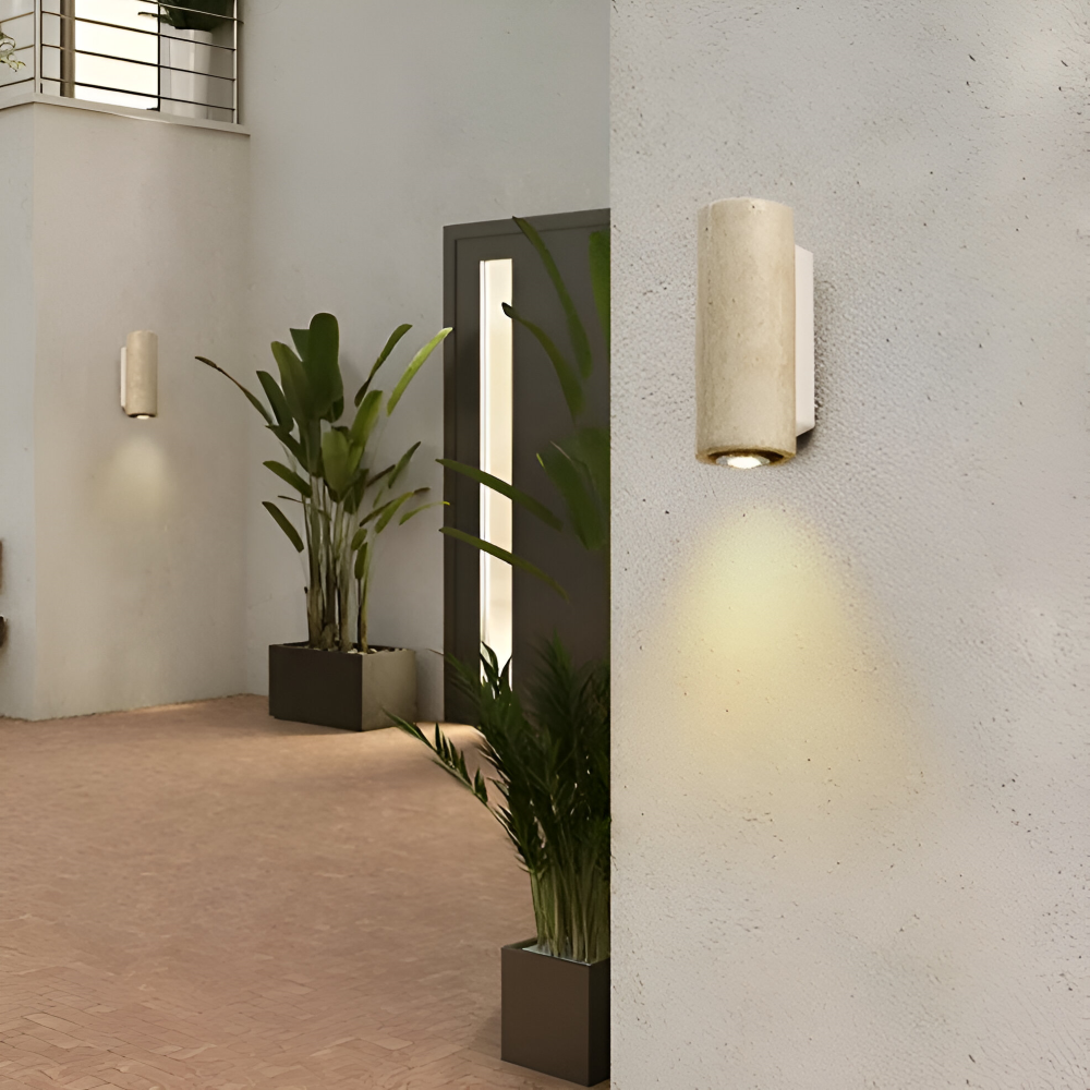 Natursten Vägglampa - Travertin Vägglampa - Strip Vägglampa Marmor Träbas