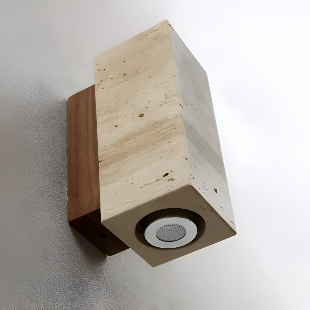 Natursten Vägglampa - Travertin Vägglampa - Strip Vägglampa Marmor Träbas