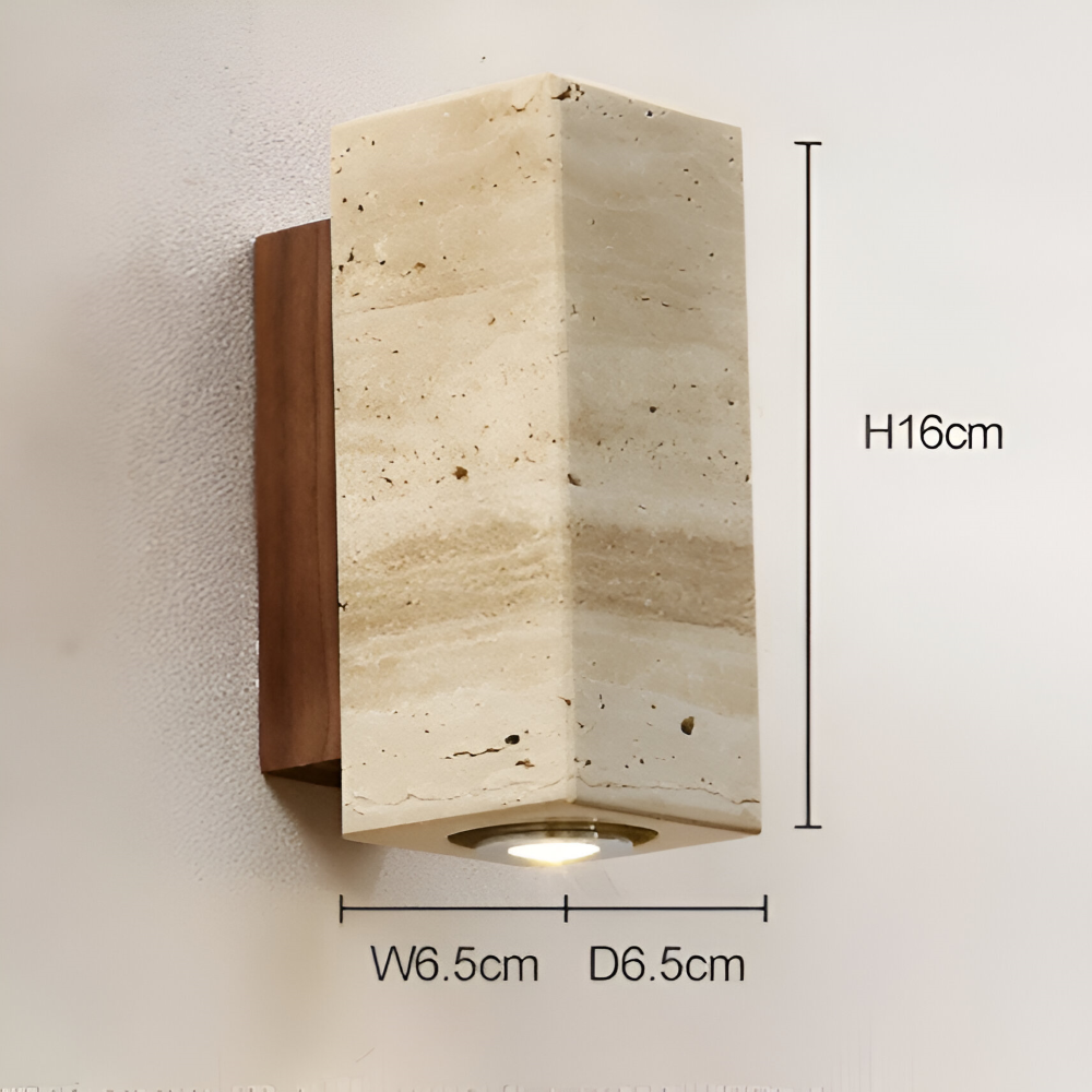 Natursten Vägglampa - Travertin Vägglampa - Strip Vägglampa Marmor Träbas