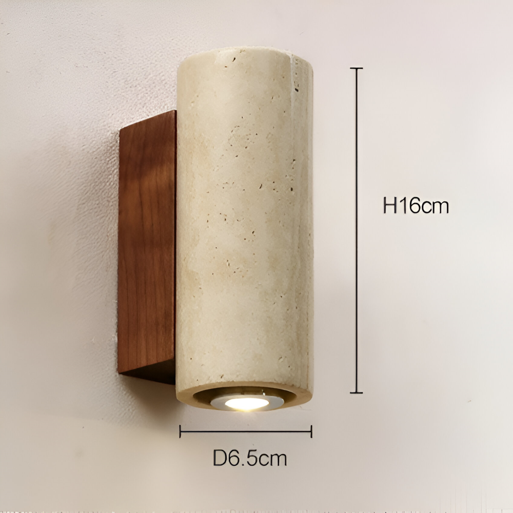 Natursten Vägglampa - Travertin Vägglampa - Strip Vägglampa Marmor Träbas