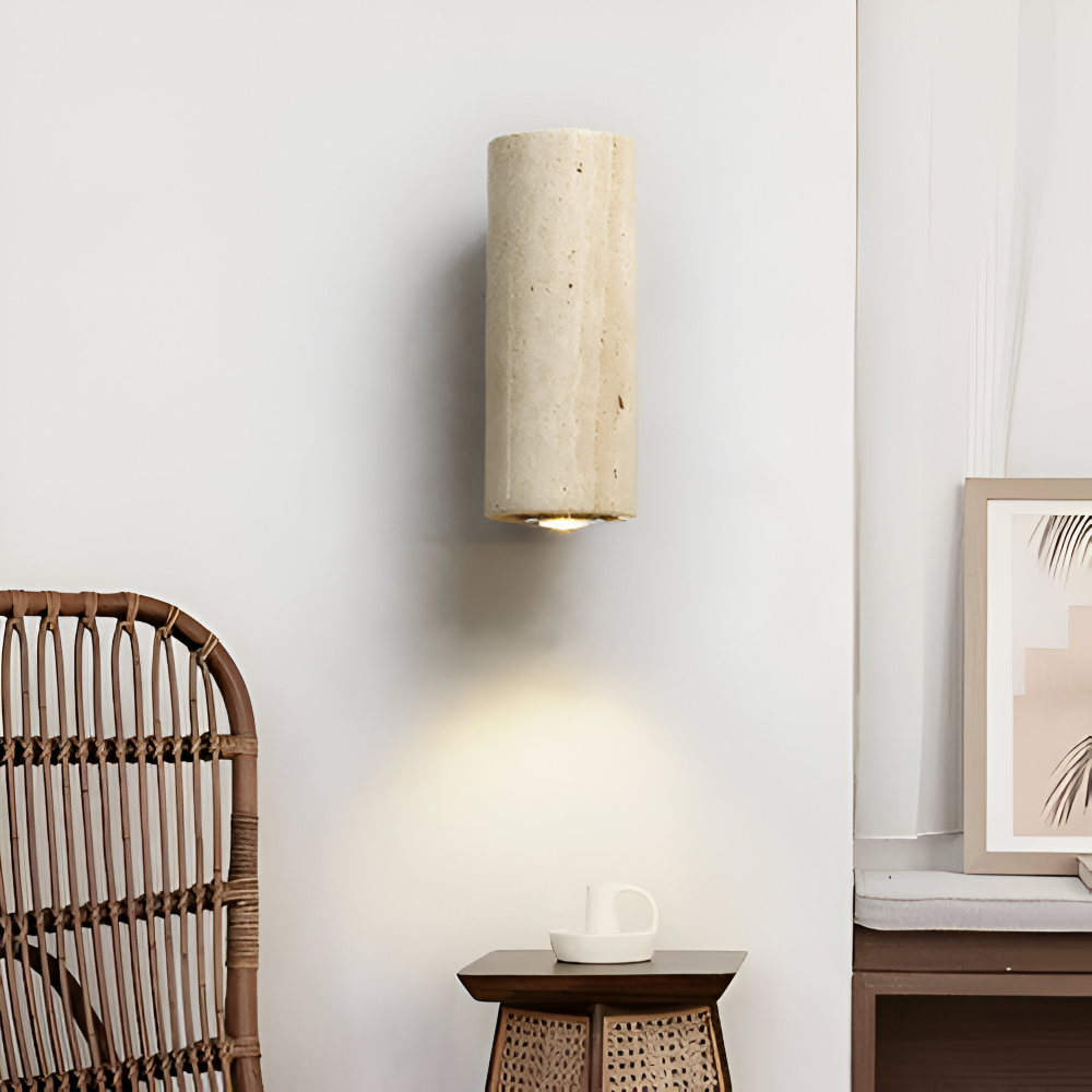 Natursten Vägglampa - Travertin Vägglampa - Strip Vägglampa Marmor Träbas