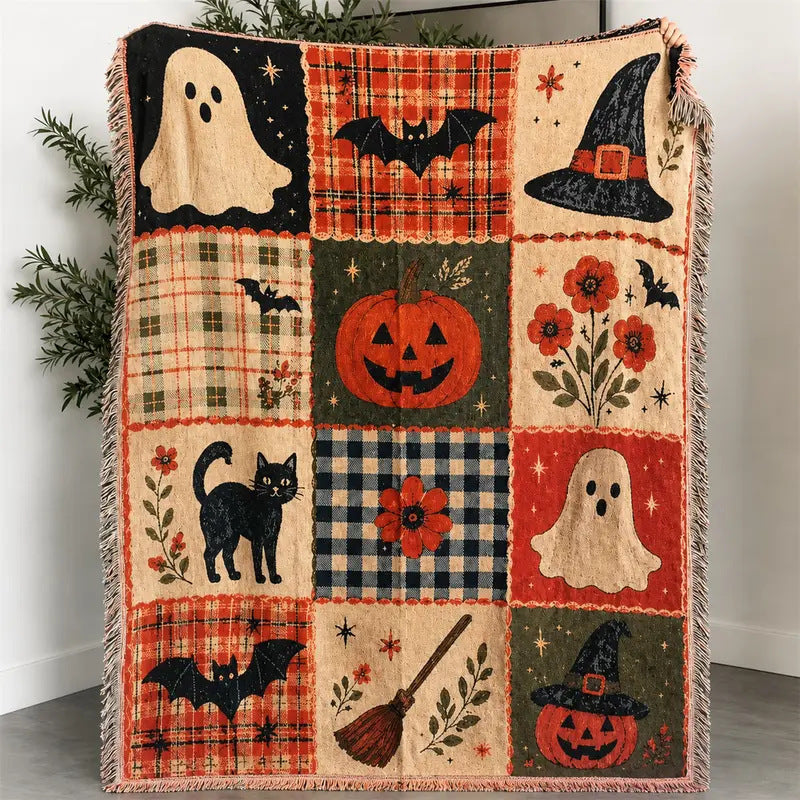 Halloweenpläd med festligt motiv för säsongsinredning
