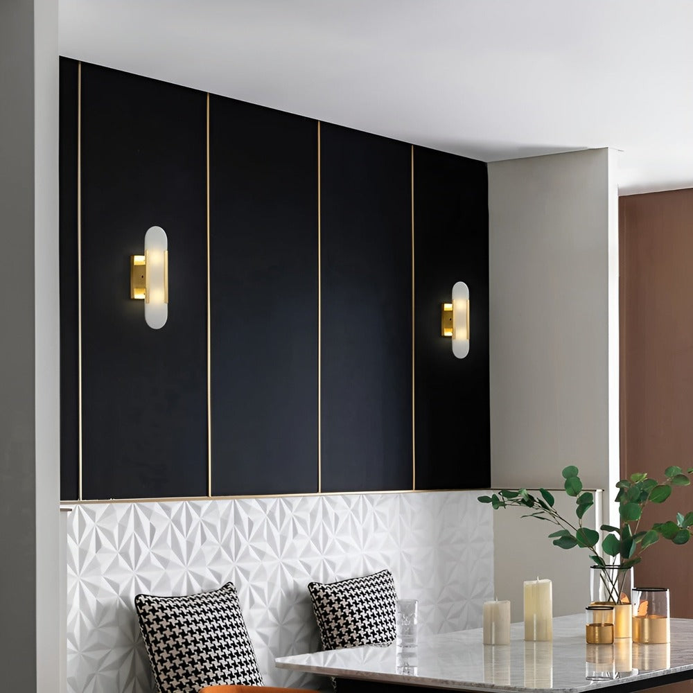 Vägglampa i Alabaster - Modern Vägglampa i Koppar - LED-Vägglampa