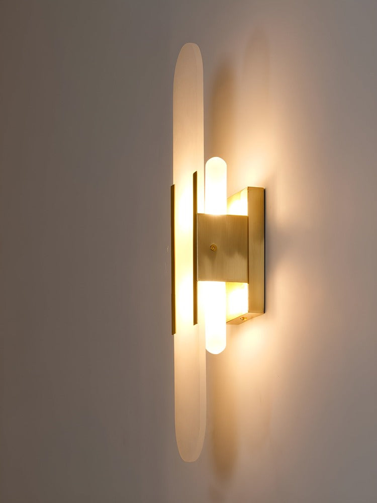 Vägglampa i Alabaster - Modern Vägglampa i Koppar - LED-Vägglampa