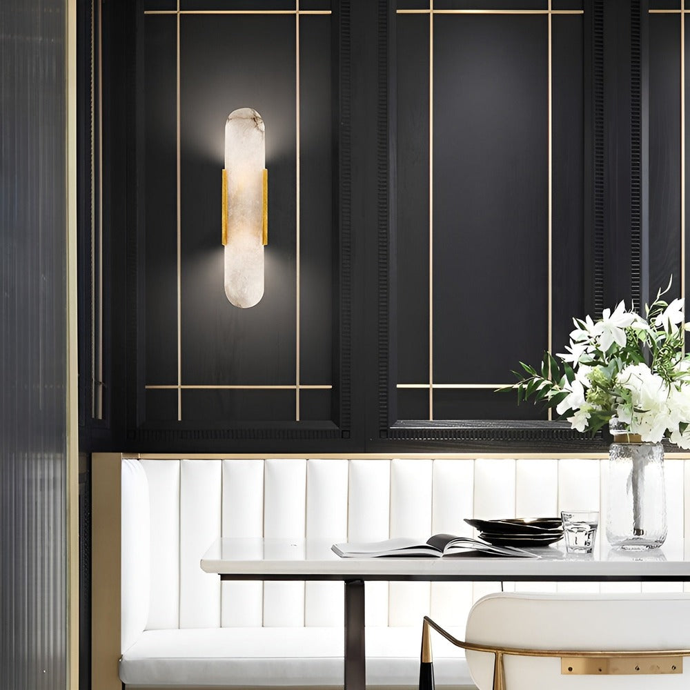 Vägglampa i Alabaster - Modern Vägglampa i Koppar - LED-Vägglampa