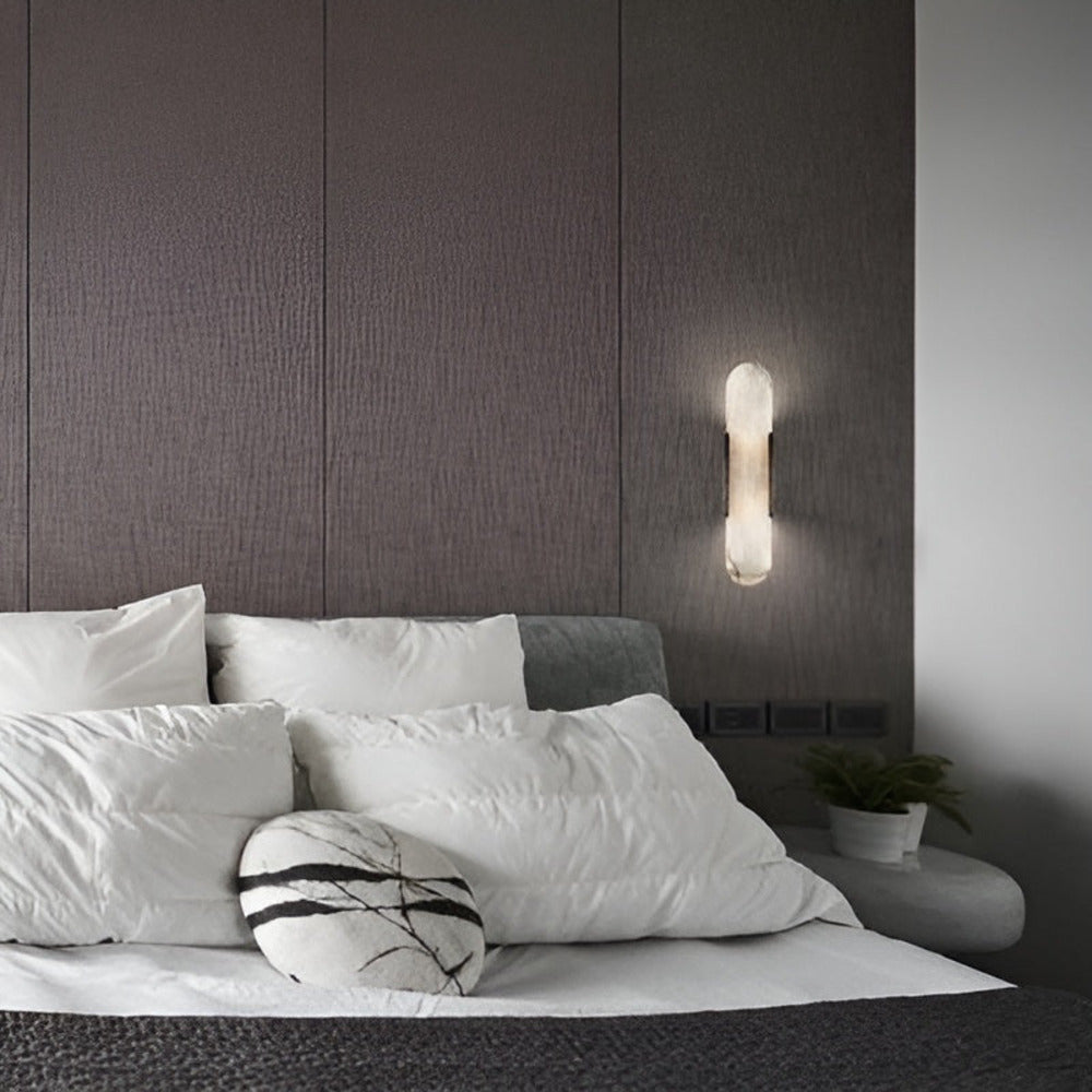 Vägglampa i Alabaster - Modern Vägglampa i Koppar - LED-Vägglampa