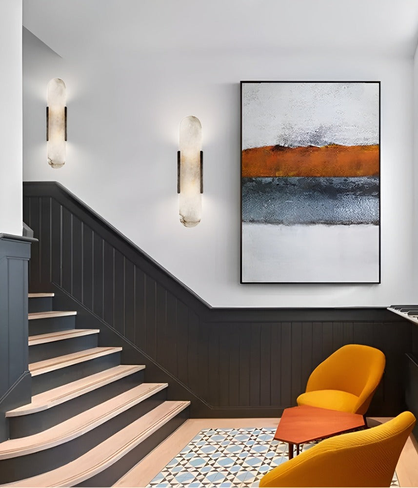 Vägglampa i Alabaster - Modern Vägglampa i Koppar - LED-Vägglampa