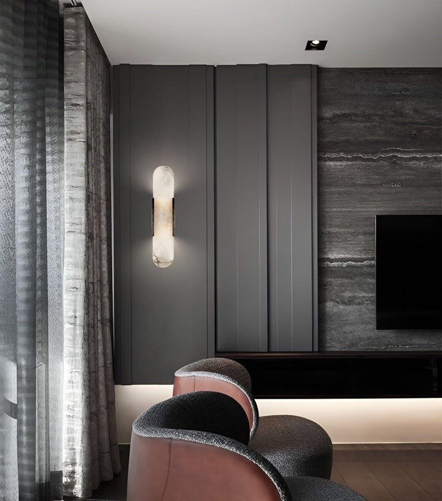 Vägglampa i Alabaster - Modern Vägglampa i Koppar - LED-Vägglampa