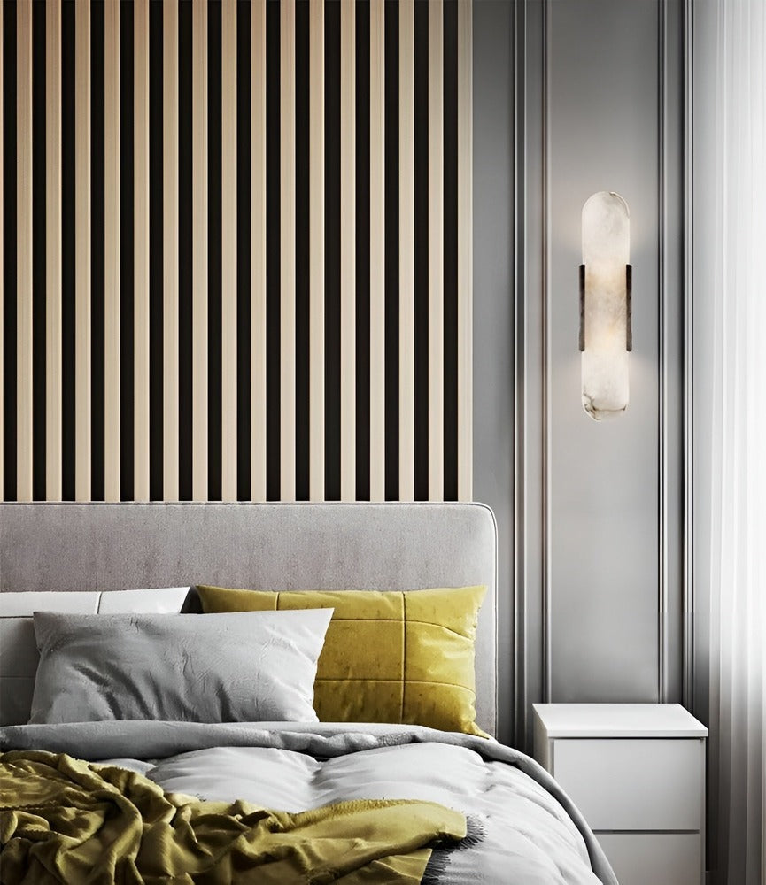 Vägglampa i Alabaster - Modern Vägglampa i Koppar - LED-Vägglampa