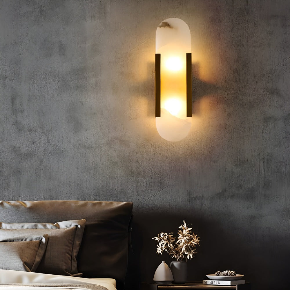 Vägglampa i Alabaster - Modern Vägglampa i Koppar - LED-Vägglampa