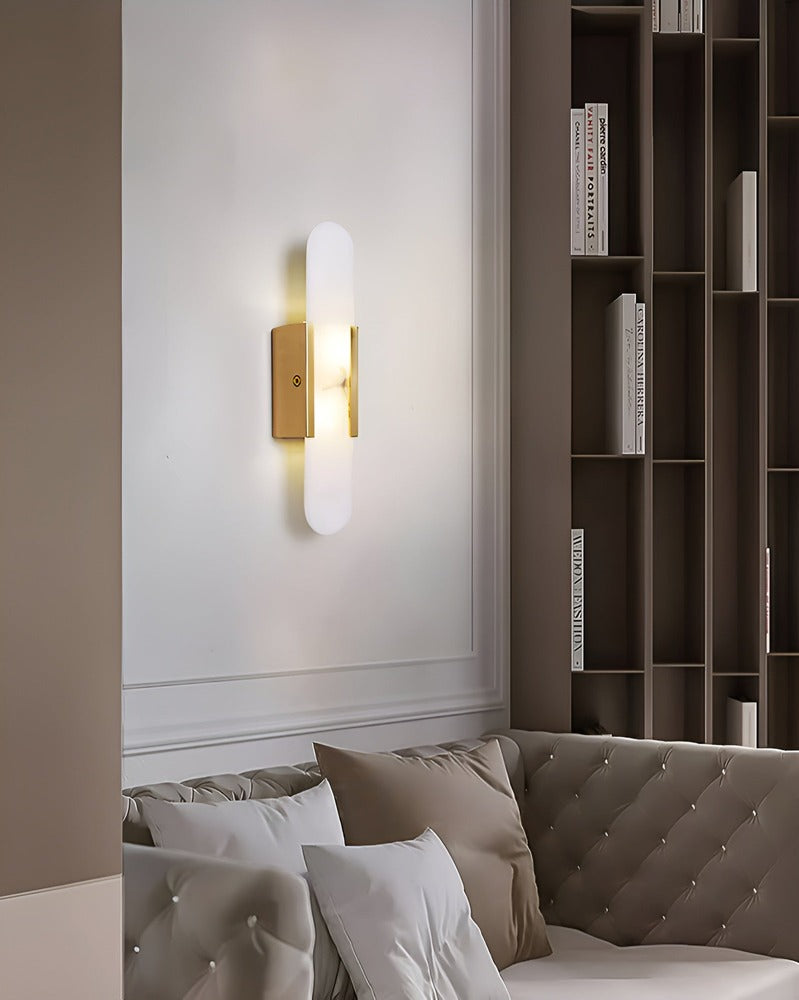 Vägglampa i Alabaster - Modern Vägglampa i Koppar - LED-Vägglampa