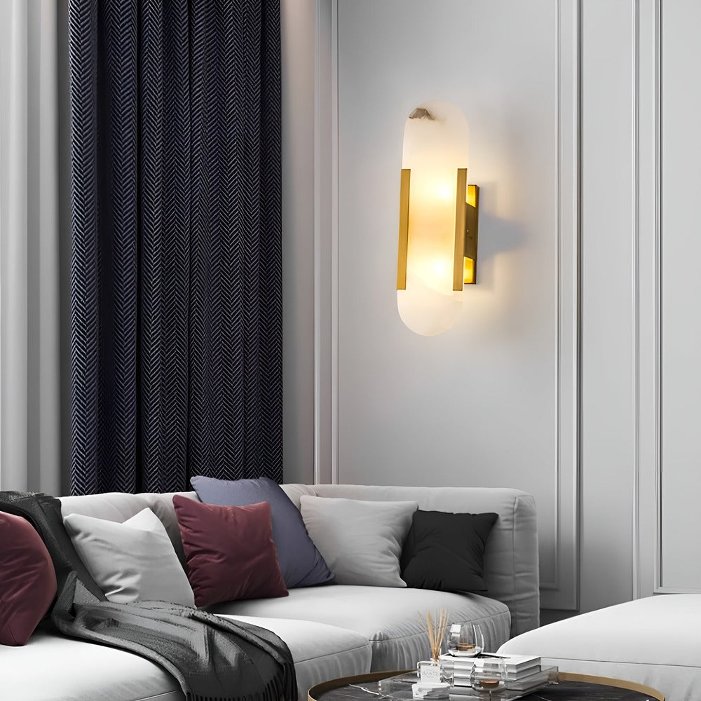 Vägglampa i Alabaster - Modern Vägglampa i Koppar - LED-Vägglampa