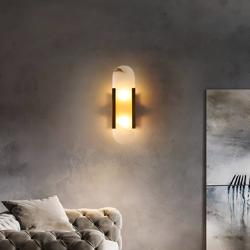 Vägglampa i Alabaster - Modern Vägglampa i Koppar - LED-Vägglampa