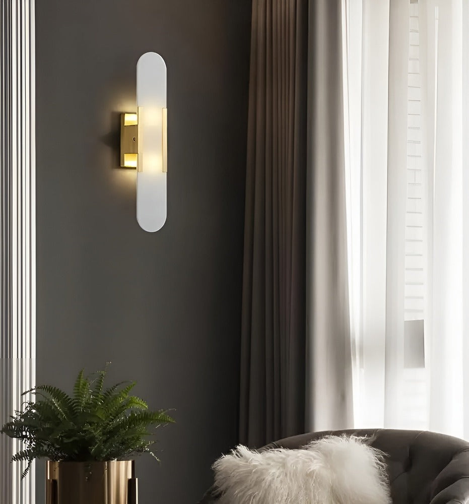 Vägglampa i Alabaster - Modern Vägglampa i Koppar - LED-Vägglampa