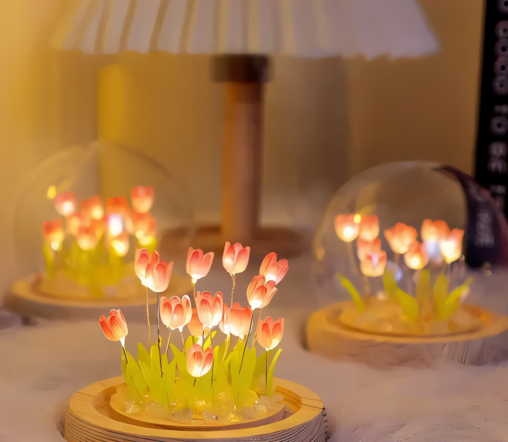 ArtifiTulip Bordslampa - Charmigt DIY LED Blomster Nattljus