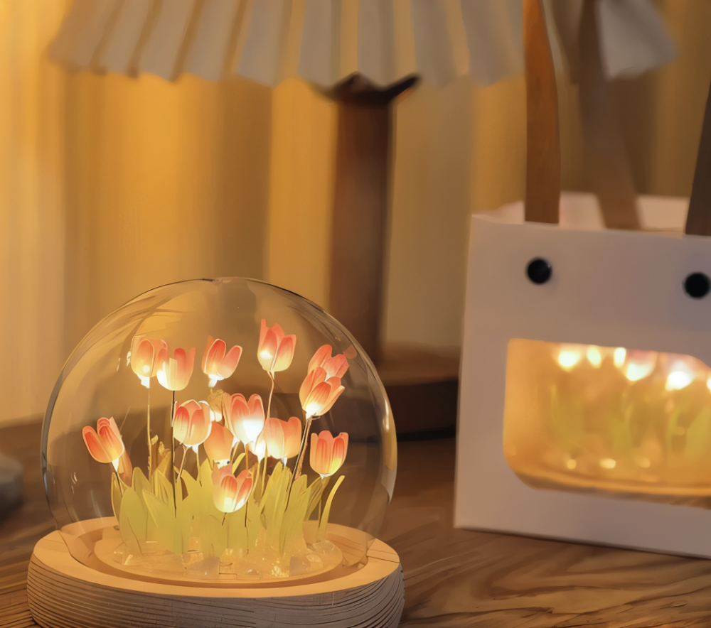 ArtifiTulip Bordslampa - Charmigt DIY LED Blomster Nattljus