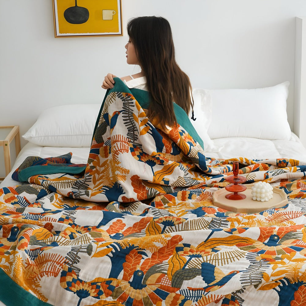 Bohem Plaid - Konstfull Geometrisk filt i Bomullsfleece