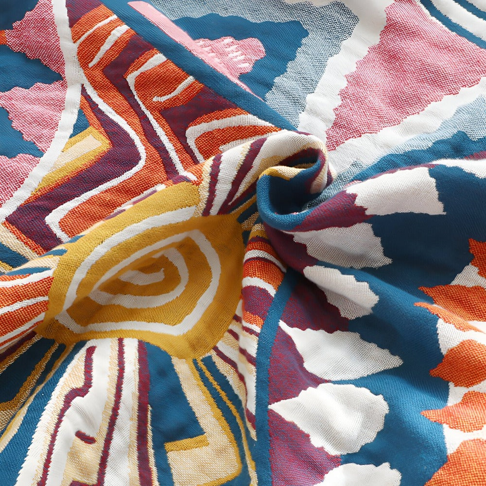 Bohem Plaid - Konstfull Geometrisk filt i Bomullsfleece