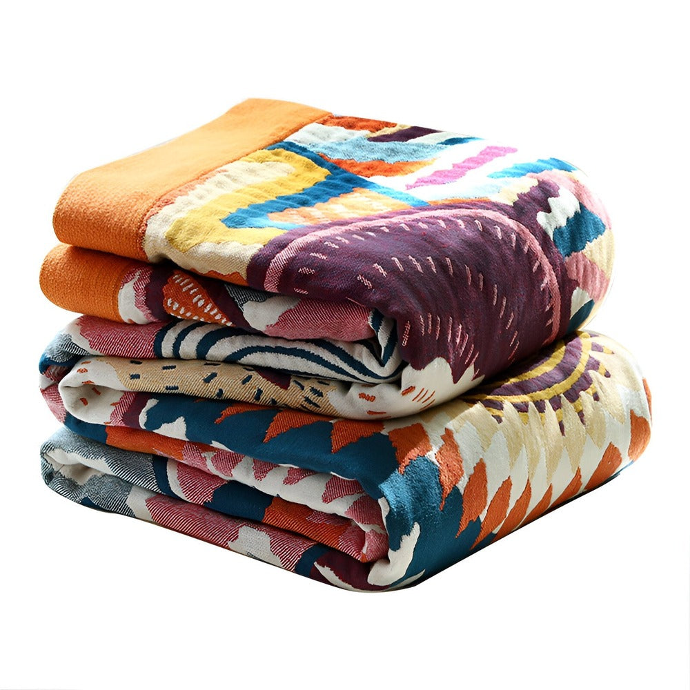 Bohem Plaid - Konstfull Geometrisk filt i Bomullsfleece