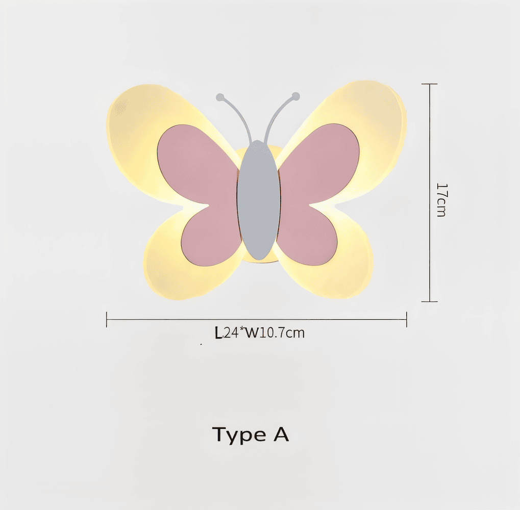 BrilliButterfly Vägglampa - Charmig Akrylvägglampa med Fjäril - Färgglada Vägglampor LED Inomhus