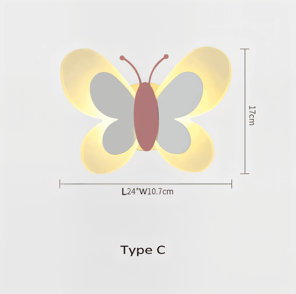 BrilliButterfly Vägglampa - Charmig Akrylvägglampa med Fjäril - Färgglada Vägglampor LED Inomhus