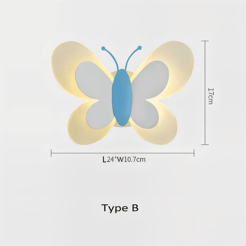 BrilliButterfly Vägglampa - Charmig Akrylvägglampa med Fjäril - Färgglada Vägglampor LED Inomhus