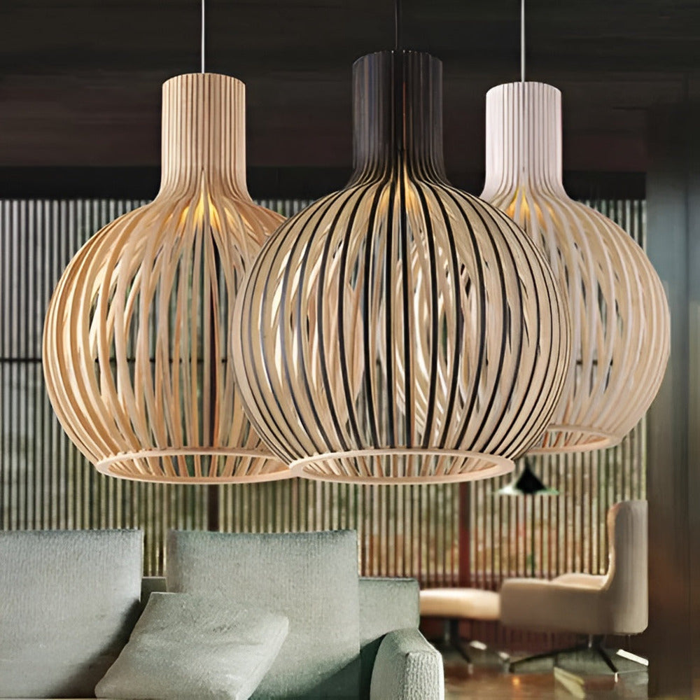 CageGlitz Taklampa - Vintageinspirerad Taklampa i Trä