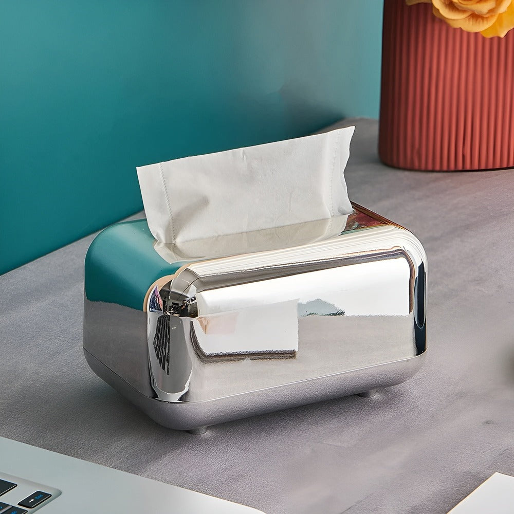 CaseDeluxe - Spegelblank Guldfärgad Förvaringslåda för Pappersnäsdukar Hållare/Organisator
