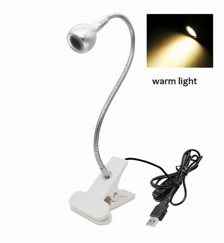 ClipNGlow Skrivbordslampa - 360° Roterbar, USB-driven, Flexibel Skrivbordslampa