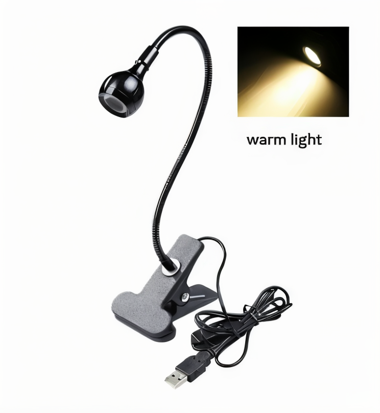 ClipNGlow Skrivbordslampa - 360° Roterbar, USB-driven, Flexibel Skrivbordslampa