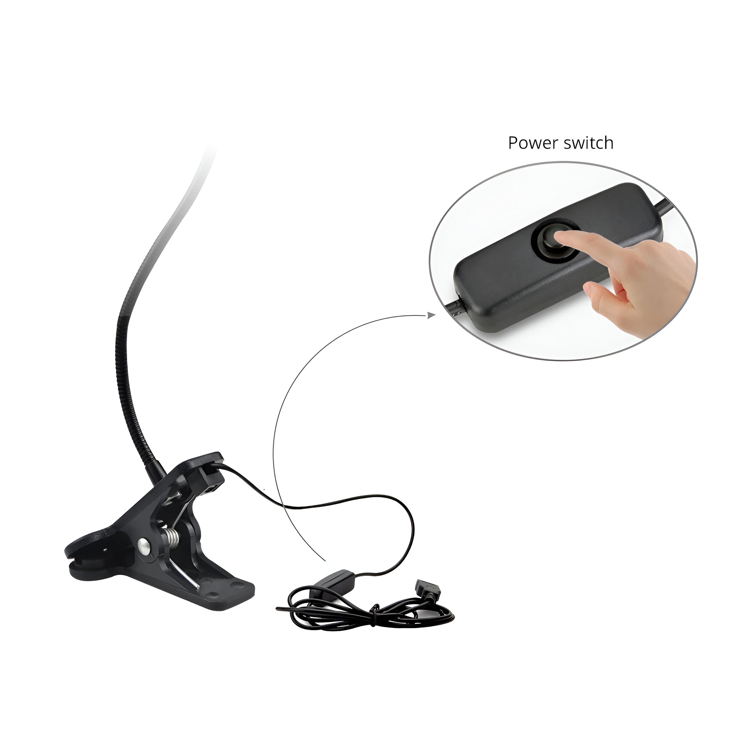 ClipNGlow Skrivbordslampa - 360° Roterbar, USB-driven, Flexibel Skrivbordslampa
