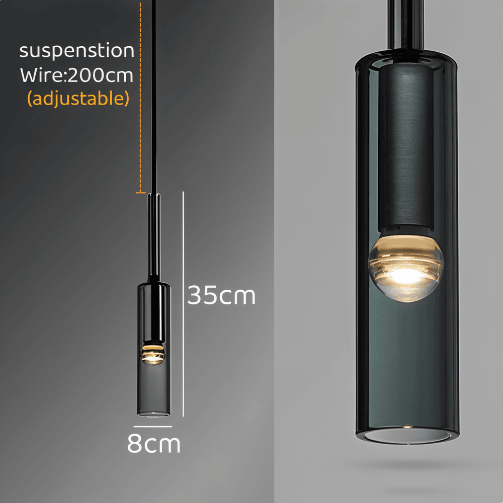 CrystalTube Pendellampa i Glas - Cylinderformad Pendellampa