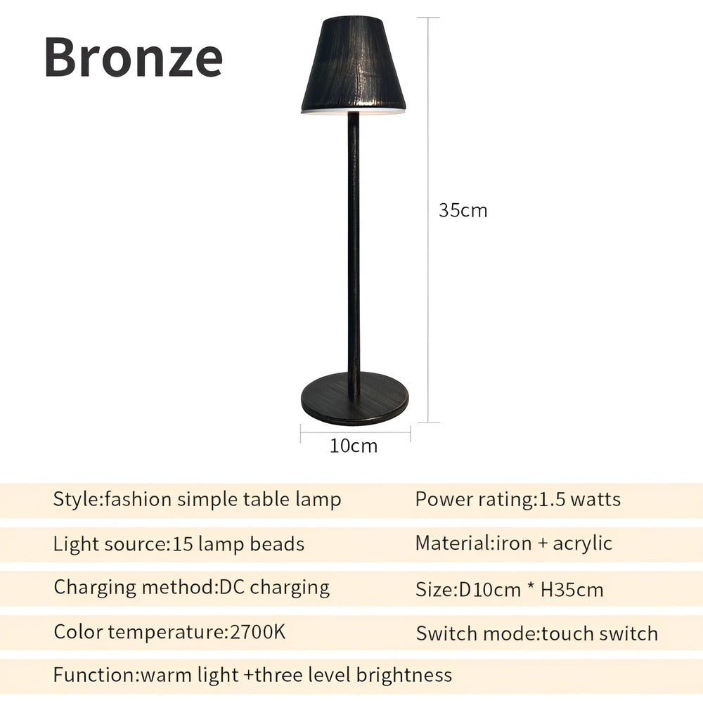 Modern Bordslampa - LED-Lampa i Metall med Pekbrytare och USB-port
