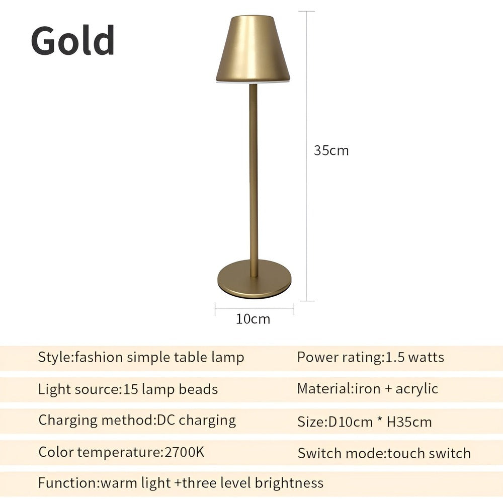 Modern Bordslampa - LED-Lampa i Metall med Pekbrytare och USB-port