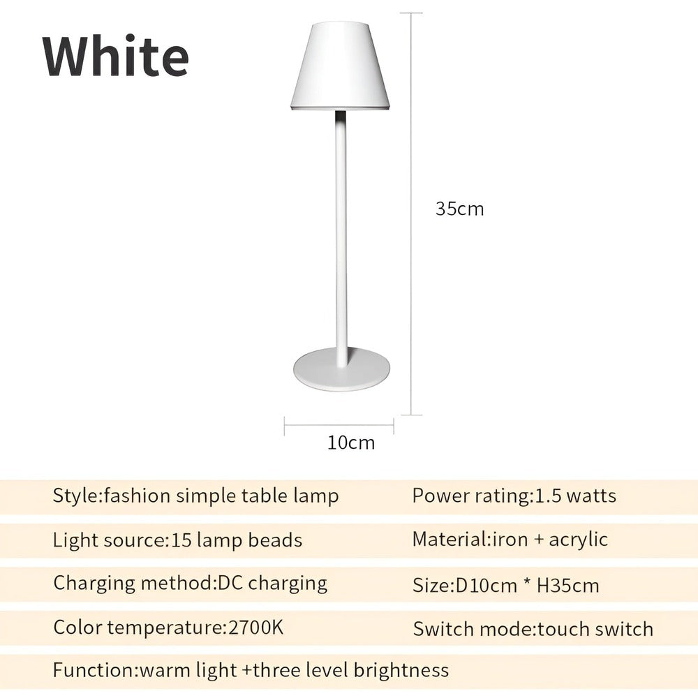 Modern Bordslampa - LED-Lampa i Metall med Pekbrytare och USB-port