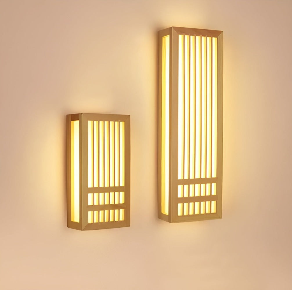 DoaGlow Japansk Vägglampa av Trä - Modern Japansk Belysning av Trä och Akryl