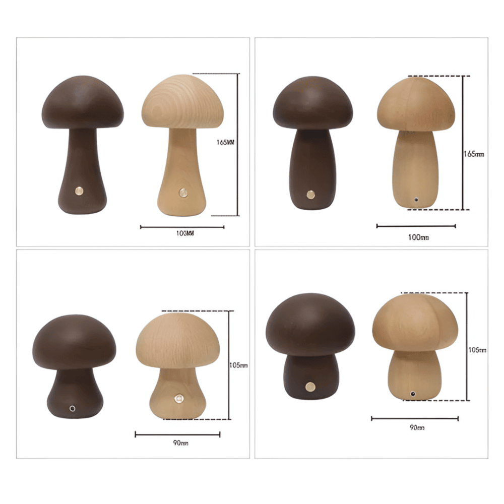 DreamyGlow - LED-Nattlampa Med Tryckknapp och Träsvamp