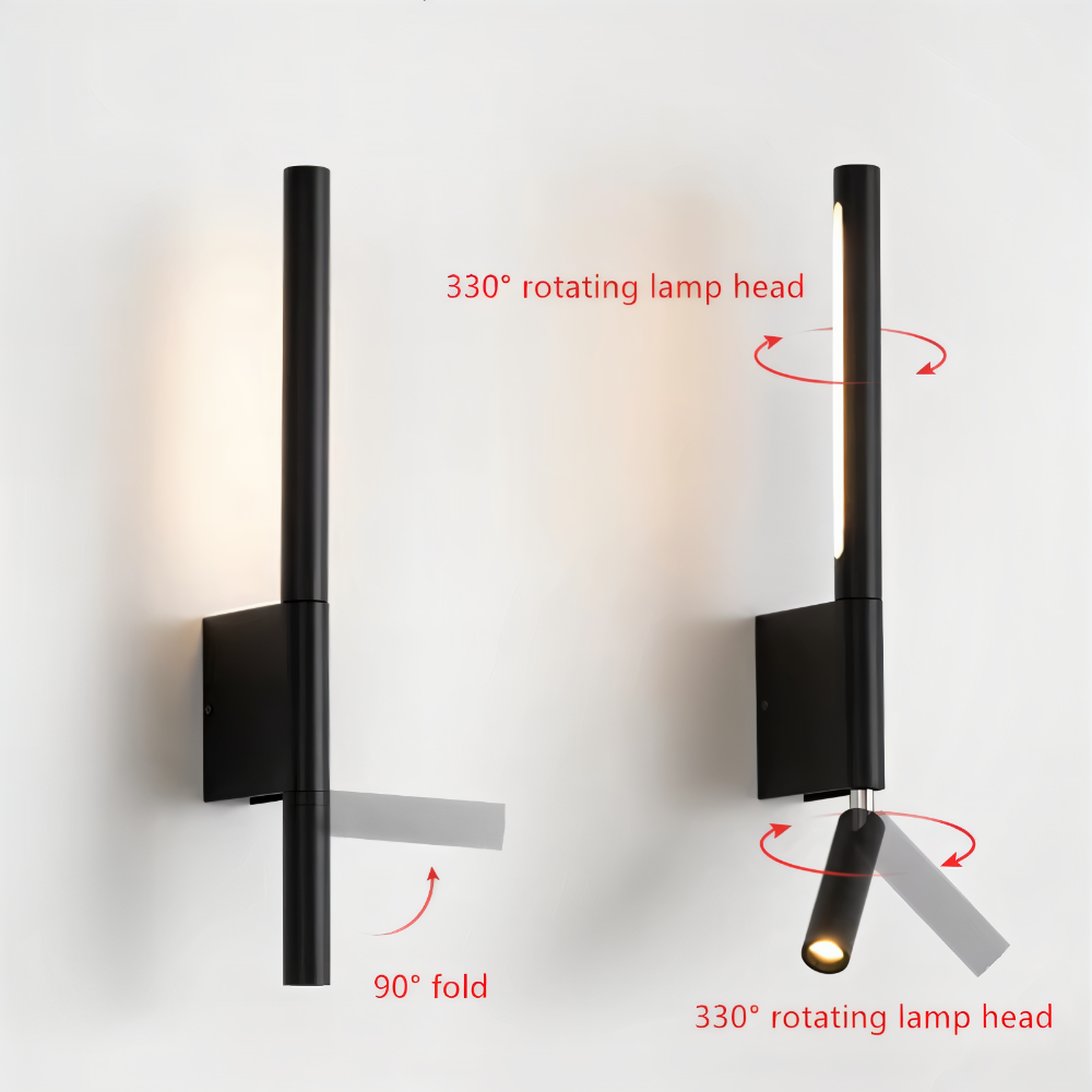 DuaBeam - Aluminium Vägglampa - Minimalistisk 330° Svängbar Vägglampa för Sovrum