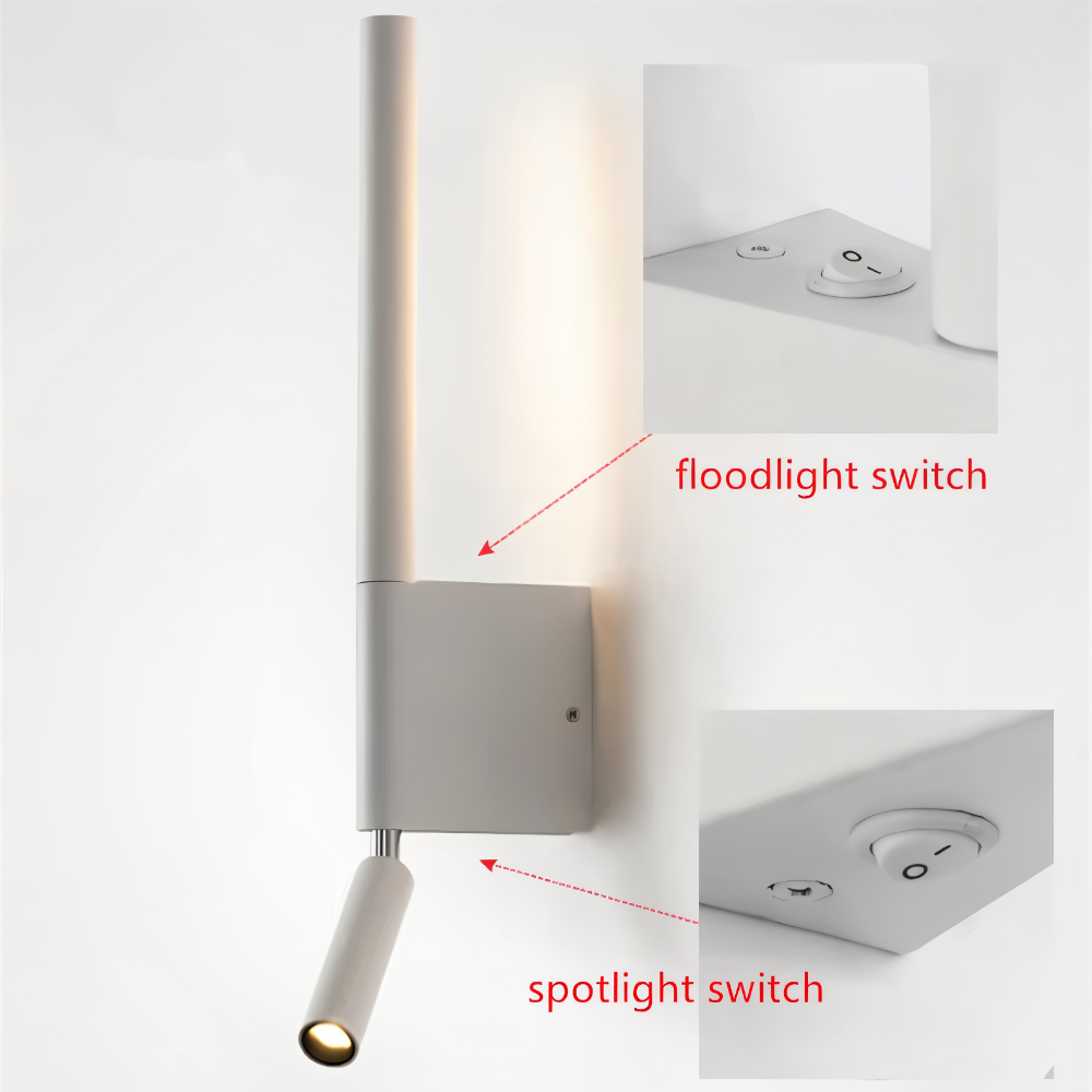 DuaBeam - Aluminium Vägglampa - Minimalistisk 330° Svängbar Vägglampa för Sovrum