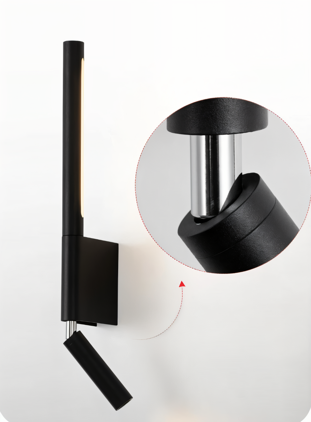 DuaBeam - Aluminium Vägglampa - Minimalistisk 330° Svängbar Vägglampa för Sovrum
