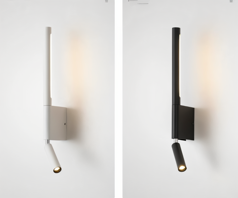 DuaBeam - Aluminium Vägglampa - Minimalistisk 330° Svängbar Vägglampa för Sovrum