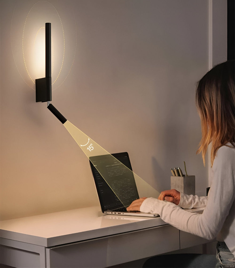 DuaBeam - Aluminium Vägglampa - Minimalistisk 330° Svängbar Vägglampa för Sovrum