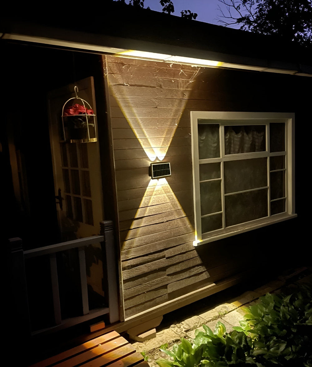 DualLit Trädgårdsbelysning - Vattentät LED Solarlampa Trädgård - Up & Down Utomhusbelysning