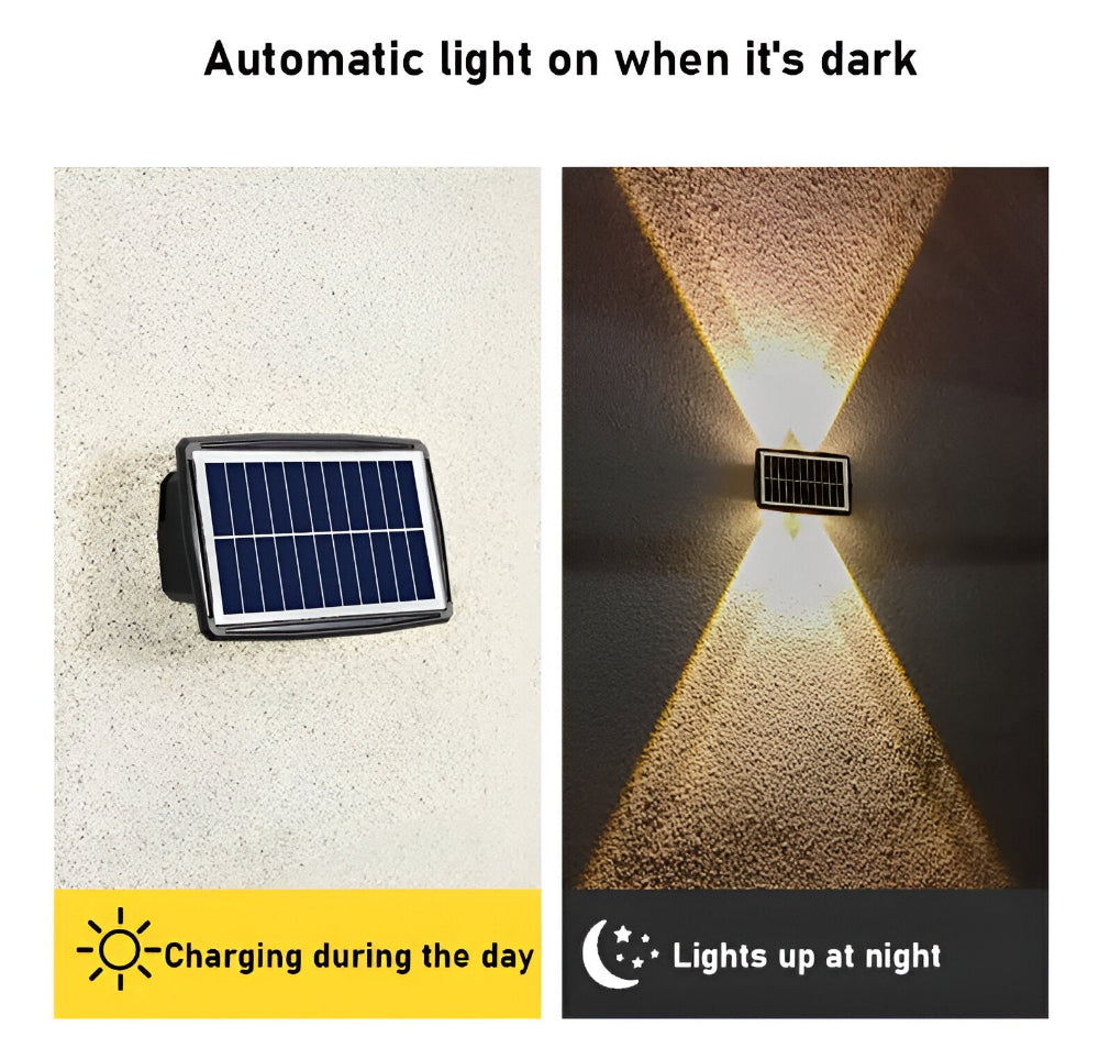 DualLit Trädgårdsbelysning - Vattentät LED Solarlampa Trädgård - Up & Down Utomhusbelysning
