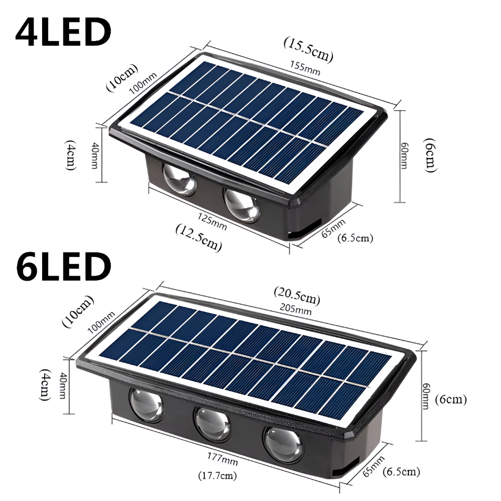 DualLit Trädgårdsbelysning - Vattentät LED Solarlampa Trädgård - Up & Down Utomhusbelysning