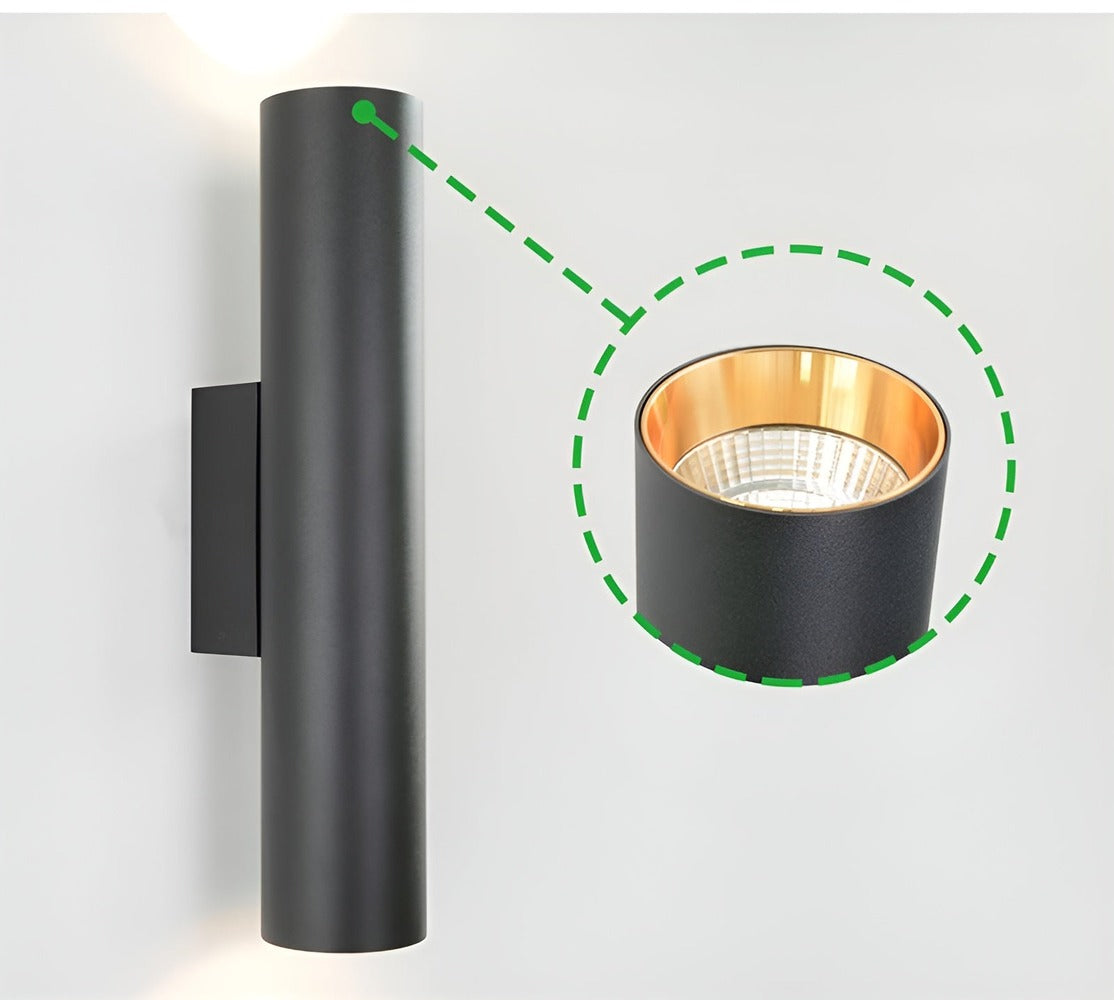 Dubbelt Huvud Vägglampa - Gold Sconce - Cylinder Vägglampa