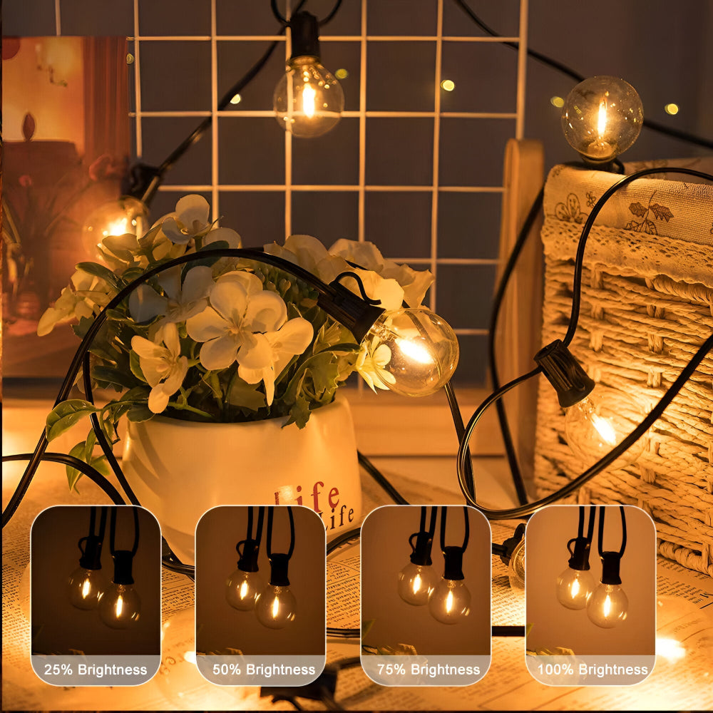 ElectriBulb Ljusgirland - G40 Globe Utomhusbelysning - IP44 & Bruchsäker Trädgårdsbelysning
