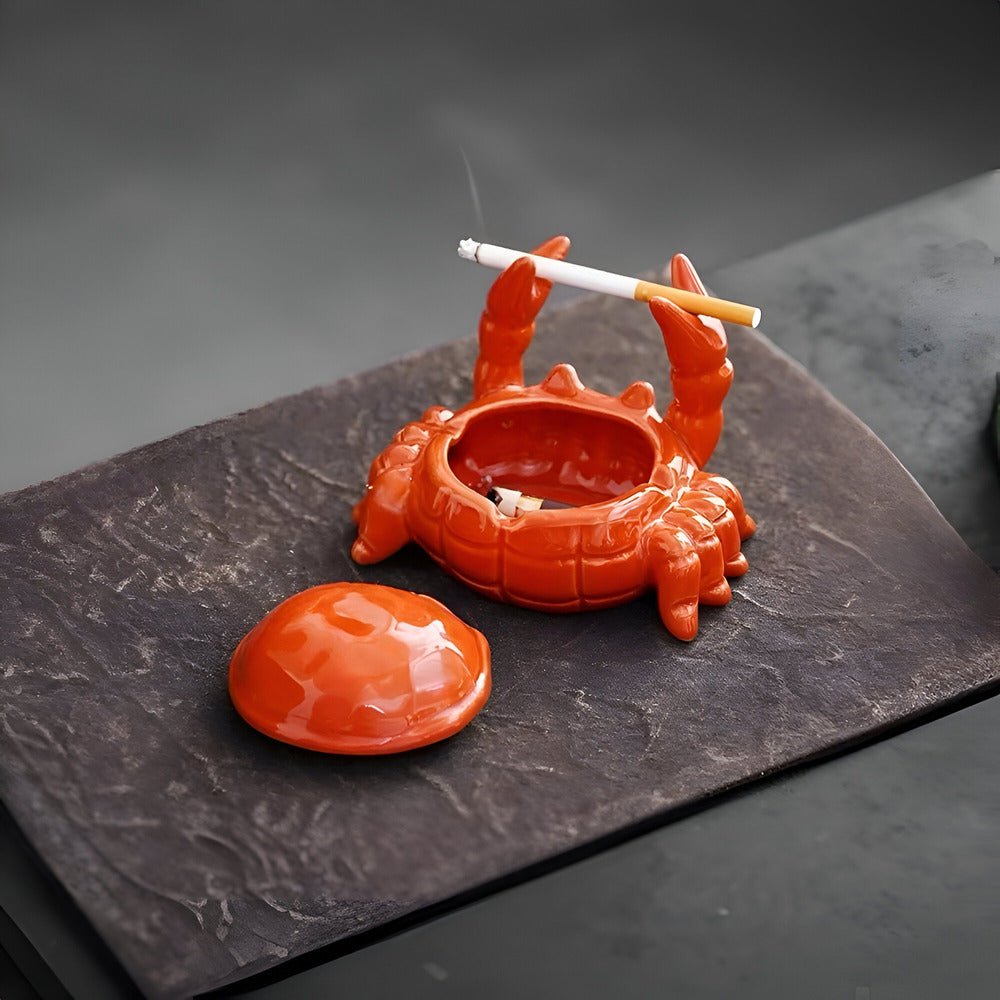 Elegant Orange Krabba Design Askfat - Orientalisk Stil Rökartillbehör